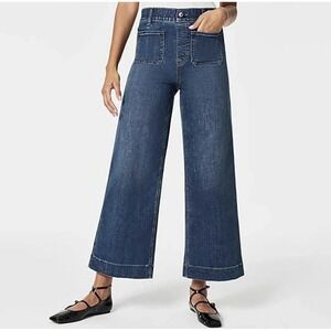 Spanx Wide Leg Sailor Ankle Cropped Jeans Pants: Large